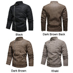 Giacca da motociclista in pelle con risvolto da uomo, S, M, L, XL, XXL, 3XL