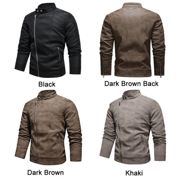 Giacca da motociclista in pelle con risvolto da uomo, S, M, L, XL, XXL, 3XL