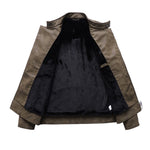 Giacca da motociclista in pelle con risvolto da uomo, S, M, L, XL, XXL, 3XL