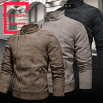 Giacca da motociclista in pelle con risvolto da uomo, S, M, L, XL, XXL, 3XL