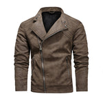 Giacca da motociclista in pelle con risvolto da uomo, S, M, L, XL, XXL, 3XL