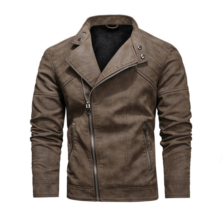 Giacca da motociclista in pelle con risvolto da uomo, S, M, L, XL, XXL, 3XL