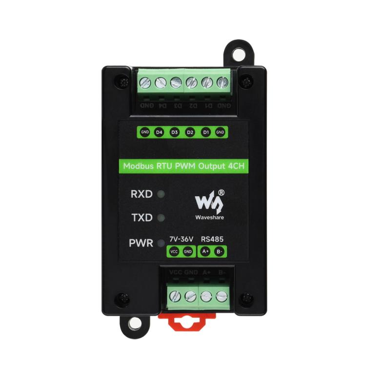Modulo di uscita PWM industriale a 4 canali Waveshare Modbus RTU RS485, frequenza e ciclo di lavoro regolabili., Modbus RTU PWM Output 4CH