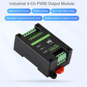 Modulo di uscita PWM industriale a 4 canali Waveshare Modbus RTU RS485, frequenza e ciclo di lavoro regolabili., Modbus RTU PWM Output 4CH