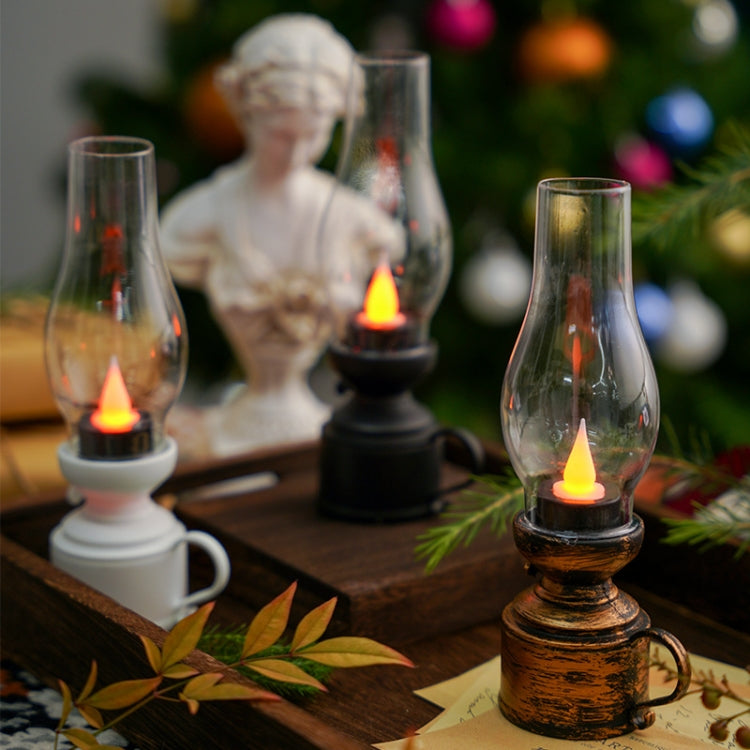 Retro lampada a cherosene luminosa Simulazione natalizia Lampada a olio Decorazione, Spec:, Water-drop (Bronze), Water-drop (Black), Water-drop (White), Shaking (Bronze), Shaking (Black), Shaking (White)