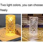 2 PCS SF-001A Lampada da scrivania a LED in cristallo da comodino a luce ambientale rosa da 1,5 V, 2 PCS  Yellow Light Without Humidifier, 2 PCS  White Light Without Humidifier