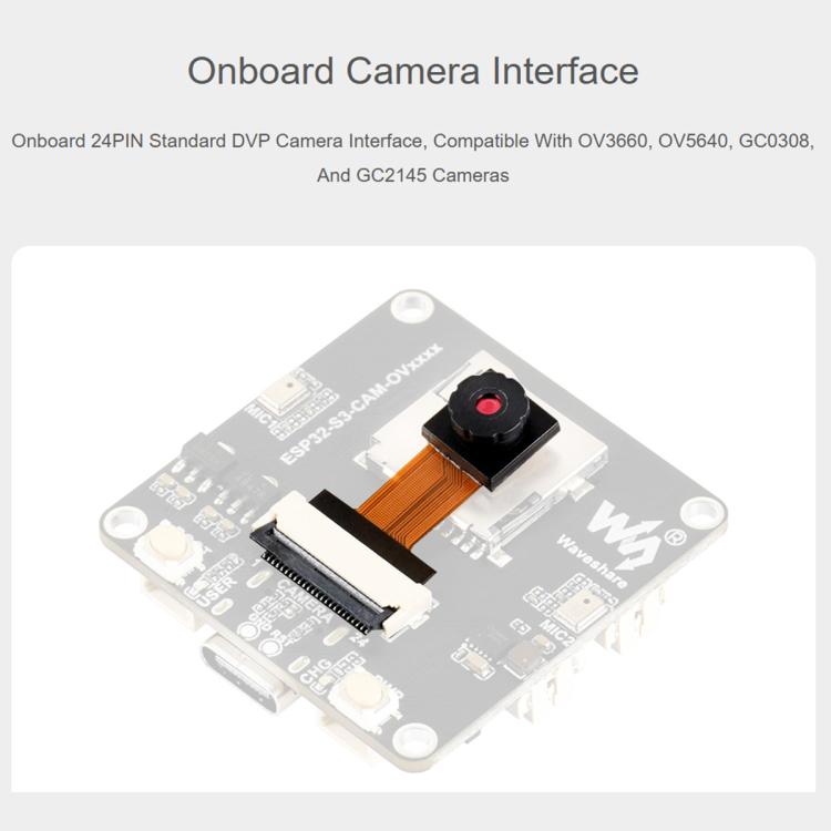 Scheda di sviluppo per fotocamera AIoT Waveshare ESP32-S3, With GC0308 Camera, With GC2145 Camera, With OV3660 Camera, With OV5640 Camera
