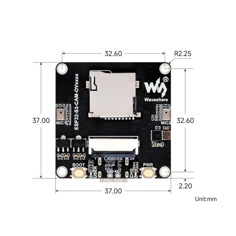 Scheda di sviluppo per fotocamera AIoT Waveshare ESP32-S3, With GC0308 Camera, With GC2145 Camera, With OV3660 Camera, With OV5640 Camera