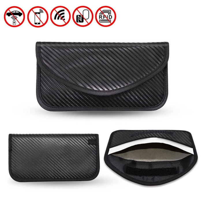 Borsa di schermatura del segnale in fibra di carbonio Borsa per chiavi del telefono RFID a prova di radiazioni 20 x 10 cm, Carbon Fiber  20 x 10cm