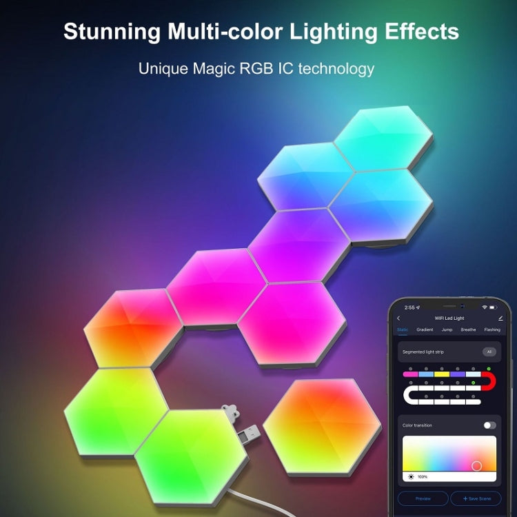 Gaming Ambient Light Smart Chiclet Backdrop Quantum Wall Light, Versioni:, 3pcs Bluetooth, 6pcs Bluetooth, 10pcs Bluetooth, 12pcs Bluetooth, 3pcs WIFI, 6pcs WIFI, 10pcs WIFI, 12pcs WIFI