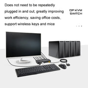 FJGEAR FJ-DK401 60HZ 4 porte DP+USB a KVM Switcher con controller desktop, FJ-DK401