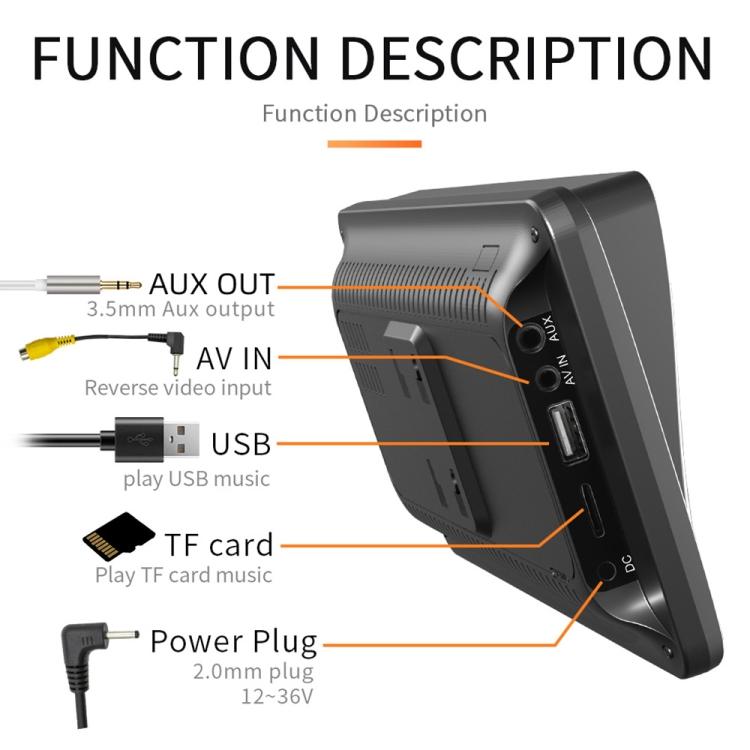 Lettore MP5 per auto AHD da 7 pollici con CarPlay wireless e supporto per l'interconnessione con telefoni cellulari., B5300 With Camera