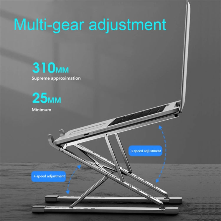 Supporto per dissipazione del calore per laptop in lega di alluminio pieghevole a doppio strato N8, N8 (Silver), N8 (Gray), N8 (Oxidized Silver)