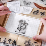 Timbro in silicone trasparente per manuale di disposizione botanica vintage da 5 pezzi