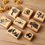 5 PCS Timbro di legno del manuale del paesaggio della natura dell'annata fai da te