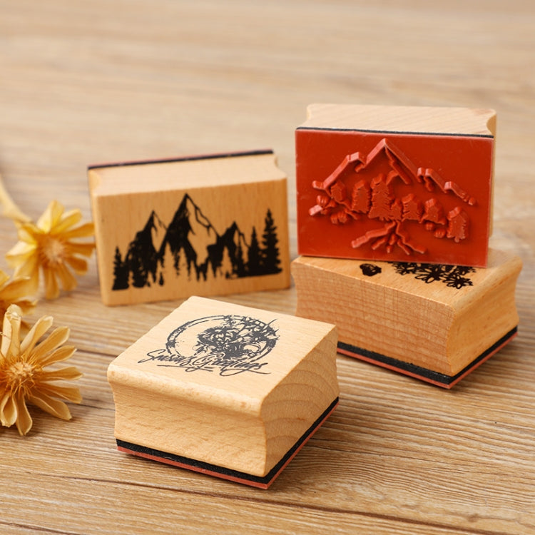 5 PCS Timbro di legno del manuale del paesaggio della natura dell'annata fai da te