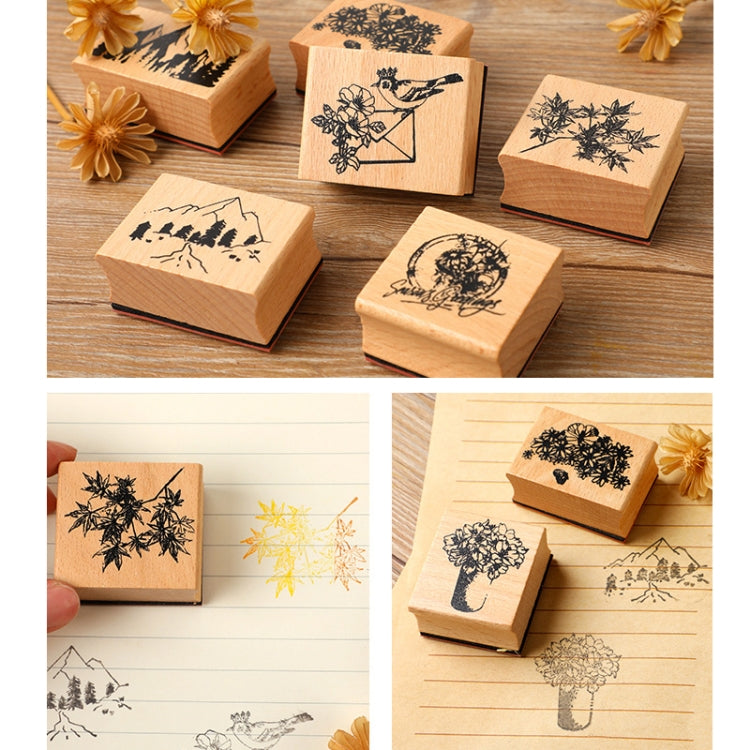 5 PCS Timbro di legno del manuale del paesaggio della natura dell'annata fai da te