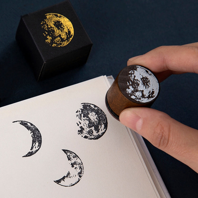 Timbro in legno fai-da-te per la decorazione del manuale della serie delle fasi lunari da 5 pezzi