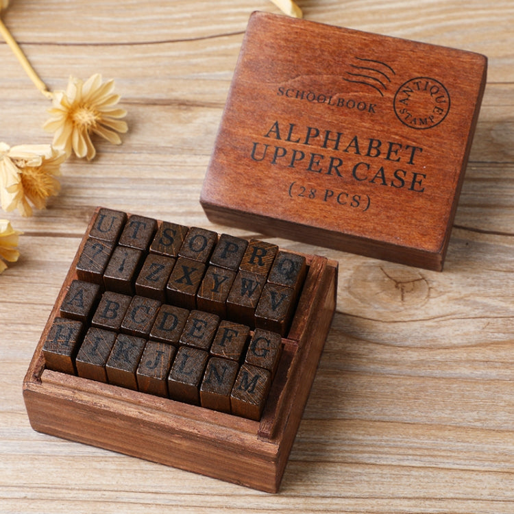 E13 28 pezzi/set alfabeto in legno vintage e diario numerico manuale francobolli fai da te, Regular Capital, Regular Lowercase, Cursive Capital, Cursive Lowercase, Digital Weather