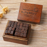 E13 28 pezzi/set alfabeto in legno vintage e diario numerico manuale francobolli fai da te, Regular Capital, Regular Lowercase, Cursive Capital, Cursive Lowercase, Digital Weather