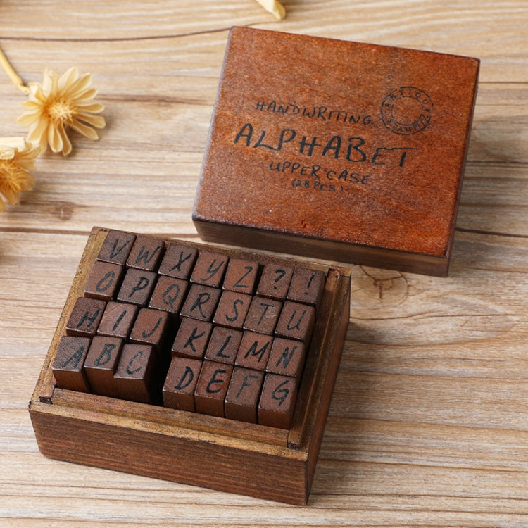 E13 28 pezzi/set alfabeto in legno vintage e diario numerico manuale francobolli fai da te, Regular Capital, Regular Lowercase, Cursive Capital, Cursive Lowercase, Digital Weather