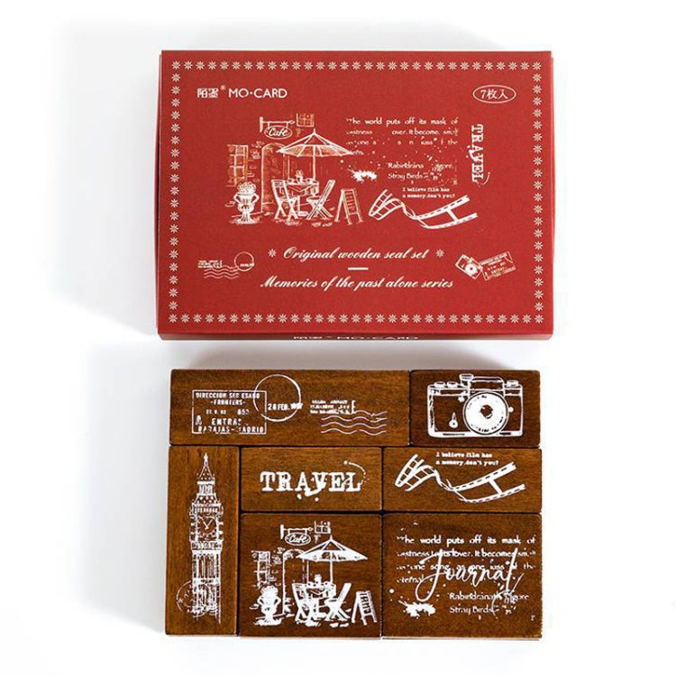 MOCARD Set di timbri in legno 7 in 1 Manuale Materiale fai da te, 7 In 1 Listening Wind, 7 In 1 Senyu Traveler, 7 In 1 Handicraft Diary, 7 In 1 Floating