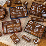 MOCARD Set di timbri in legno 7 in 1 Manuale Materiale fai da te, 7 In 1 Listening Wind, 7 In 1 Senyu Traveler, 7 In 1 Handicraft Diary, 7 In 1 Floating