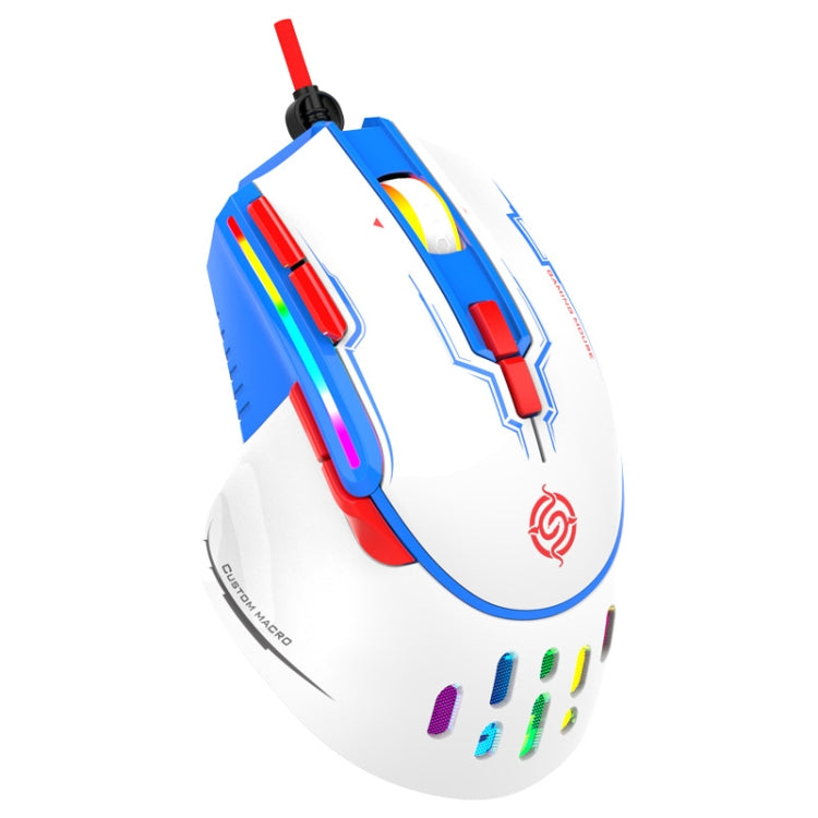 Mouse meccanico cablato K-Snake Q15 9 tasti effetto luce RGB, lunghezza cavo: 1,5 m, Q15 White, Q15 Black