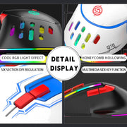 Mouse meccanico cablato K-Snake Q15 9 tasti effetto luce RGB, lunghezza cavo: 1,5 m, Q15 White, Q15 Black