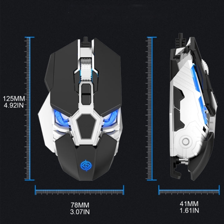 K-Snake Q18 9 tasti 6400 DPI Mouse da gioco cablato con macchina luminosa, lunghezza cavo: 1,5 m, Q18 Black, Q18 White