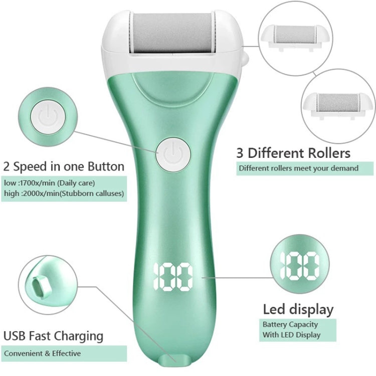 Smerigliatrice elettrica per piedi Display digitale Peeling per pedicure USB, Pink, Gold, Green