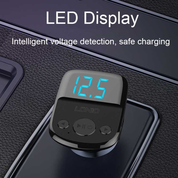LDNIO C706Q QC3.0+AUTO-ID Caricabatteria per auto con display digitale per musica FM per auto Bluetooth, with Micro USB Cable, with 8 Pin Cable, with Type-C/USB-C Cable