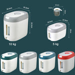 Secchio per riso da cucina sigillato a prova di umidità e polvere, Red 10kg, Red 5kg, Gray 10kg, Gray 5kg, Blue 10kg, Blue 5kg, Green 10kg, Green 5kg