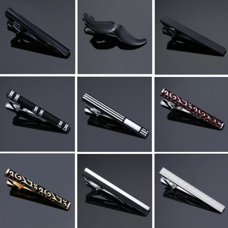 Fermacravatta da uomo d'affari in ottone lucido da 2 pezzi, Black Strips, Black Beard, Black Glossy, Black Silver Stripe, Silver Stripe, Red Pattern, Golden Pattern, Silver Black, Silver Batch Flower, Black Batch Flower, Golden Batch Flower            ...