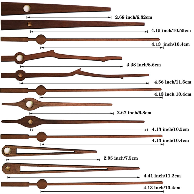 Kit di riparazione del quadrante dell'orologio al quarzo Parti dell'orologio da parete fai-da-te,Spec:, 4 Movements+4 Sets Needles, Movement+S01 Wooden Needle, Movement+S02 Wooden Needle, Movement+S03 Wooden Needle, Movement+S04 Wooden Needle