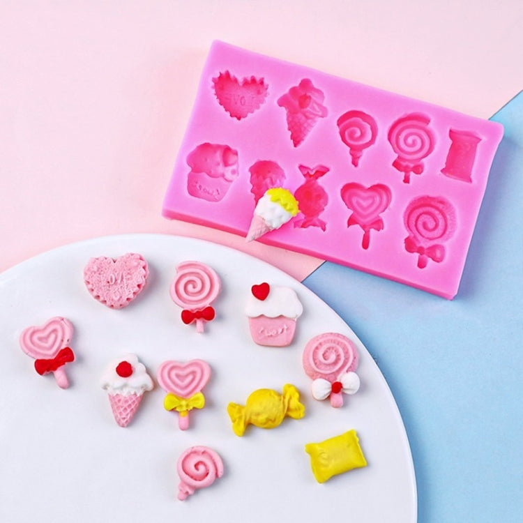 2 PCS G114 Candy Lollipop Gelato Forma Stampo in silicone Biscotti al cioccolato Decorazione torta, G114