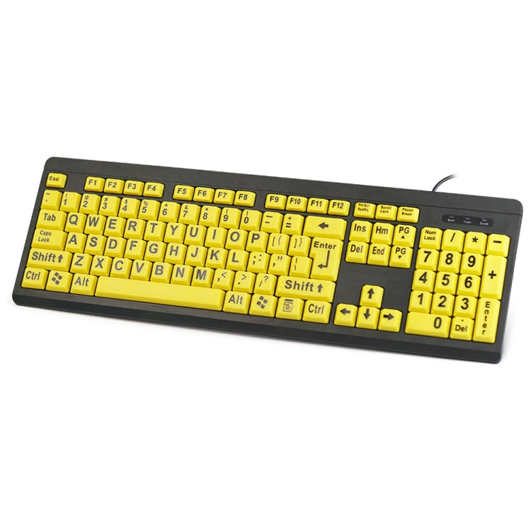 T801 104 tasti Special People Children Old Man Grandi lettere Tastiera cablata USB, lunghezza cavo: 1,38 m, T801 Yellow