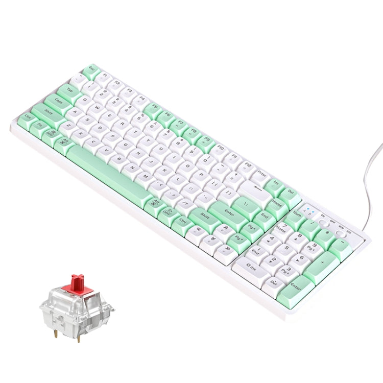 LANGTU GK102 Tastiera cablata meccanica a 102 tasti hot plug.Lunghezza cavo: 1,63 m, Stile:, GK102 Gold Shaft (Matcha Green), GK102 Red Shaft (Matcha Green), GK102 Gold Shaft (Beige Knight), GK102 Red Shaft (Beige Knight)�������������������������������...