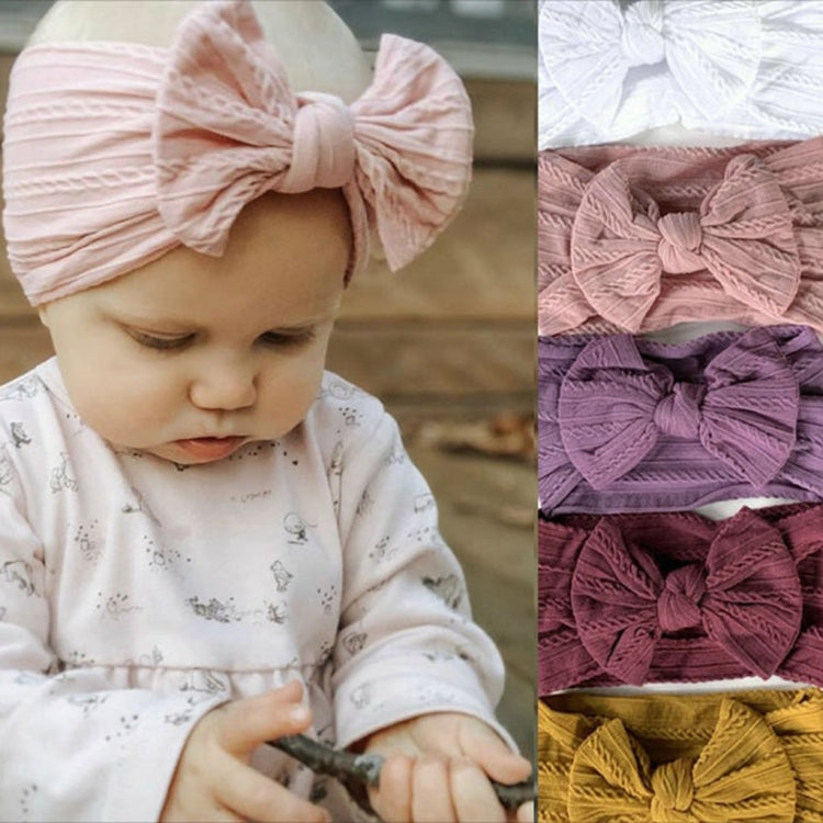 5 pezzi Copricapo per bambini in nylon jacquard morbido Fascia per capelli con fiocco per bambini