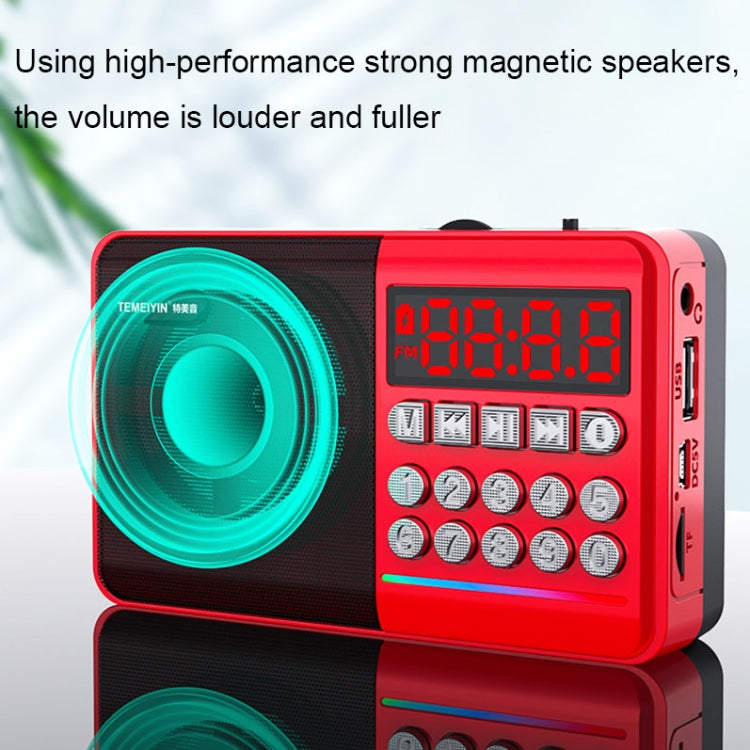 TEMEIYIN Scheda display digitale a LED Altoparlante radio Bluetooth Lettore portatile per esercizi mattutini, Red, Red with Light
