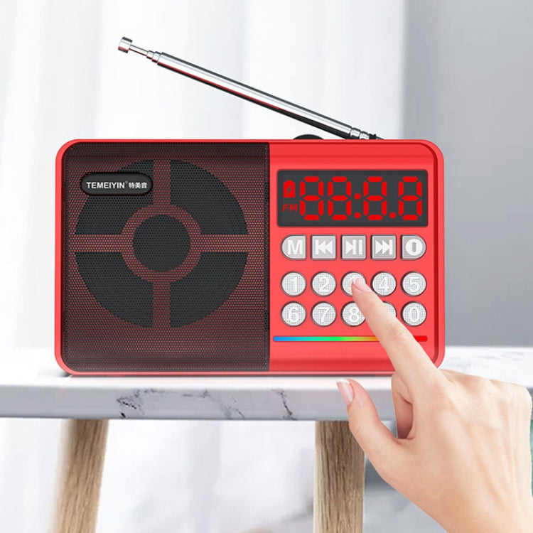 TEMEIYIN Scheda display digitale a LED Altoparlante radio Bluetooth Lettore portatile per esercizi mattutini, Red, Red with Light