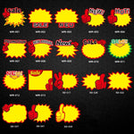 10 buste 25x19 cm Adesivo esplosione Etichetta prezzo prodotto Etichetta prezzo supermercato, WM-001, WM-002, WM-003, WM-005, WM-006, WM-007, WM-008, WM-009, WM-010, WM-011, WM-012, WM-013, XD-511, XD-520, XD-532, XD-537, XD-541, XD-559