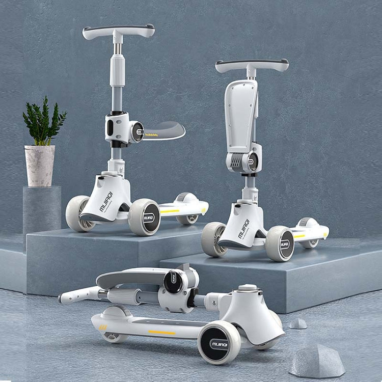 MIJIAQI 01 Scooter per bambini pieghevole multifunzionale 3 in 1 con musica e luci, specifiche:, White Seat, Gray Seat, Pink Seat, Blue Seat, White, Gray, Pink, Blue