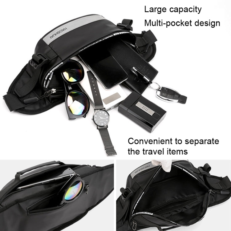 Marsupio da corsa all'aperto HAOSHUAI con borsa sul petto a strisce riflettenti, 1100-6 Khaki, 1100-6 Dark Blue, 1100-6 Black), 1100-6 Gray, 1100-6 Army Green, 1206 Royal Blue Strip, 1206 Silver Gray Strip