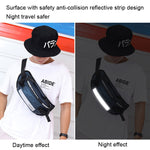Marsupio da corsa all'aperto HAOSHUAI con borsa sul petto a strisce riflettenti, 1100-6 Khaki, 1100-6 Dark Blue, 1100-6 Black), 1100-6 Gray, 1100-6 Army Green, 1206 Royal Blue Strip, 1206 Silver Gray Strip