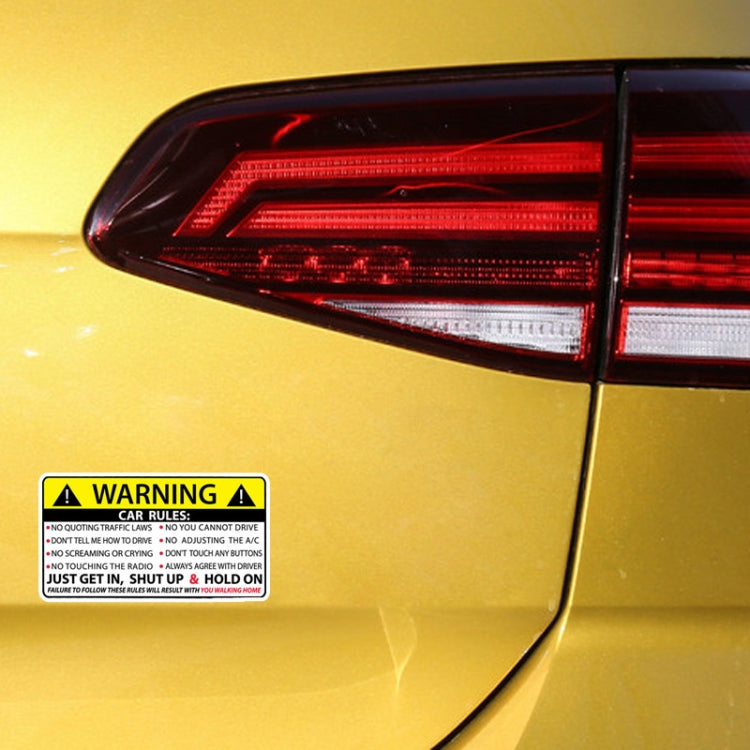 Adesivo con regole di avvertenza per la sicurezza dell'auto, Safety Warning