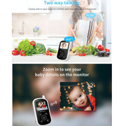 UU24 Monitor per bambini wireless da 2,4 pollici, monitor della temperatura, audio a 2 vie, ninna nanna VOX, UU24 US Plug, UU24 EU Plug, UU24 UK Plug