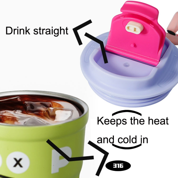 Tazza di isolamento termico Cartoon 316 Tazza da caffè in acciaio inossidabile Tazza da acqua, Capacità:, 400ml White, 400ml Purple, 400ml Pink, 400ml Light Green
