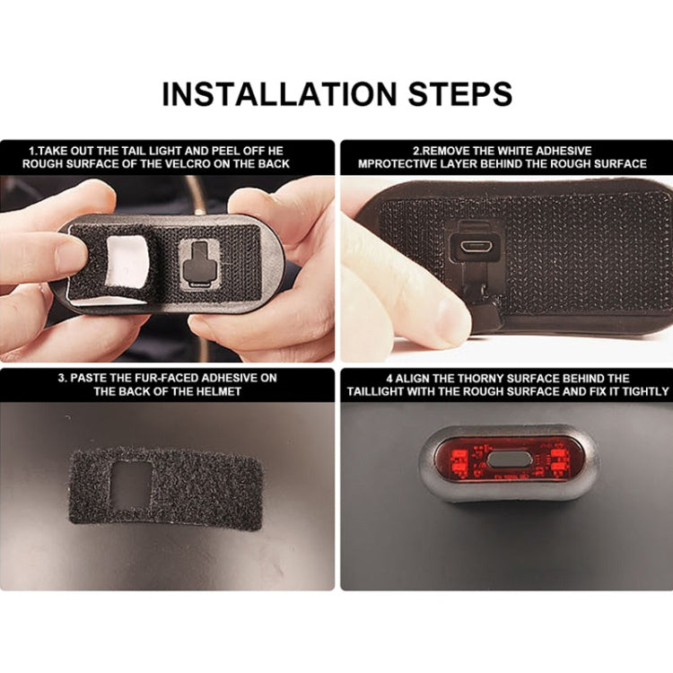 Spia luminosa per casco da moto Fanale posteriore impermeabile ricaricabile USB, 4 Beads, 4 Beads B Model, 10 Beads