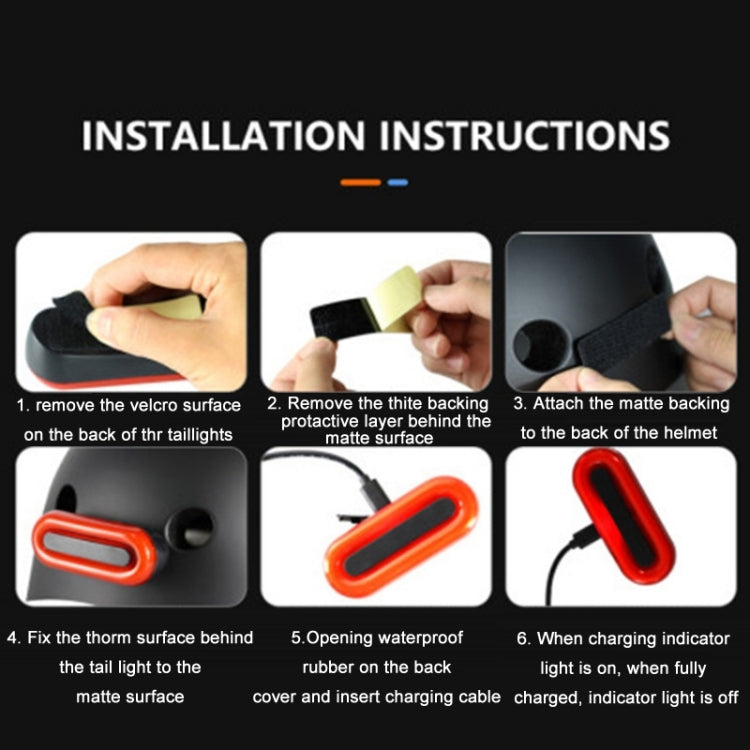 Helmet Blaster Warning Light Fanale posteriore ricaricabile a LED per bicicletta, Black
